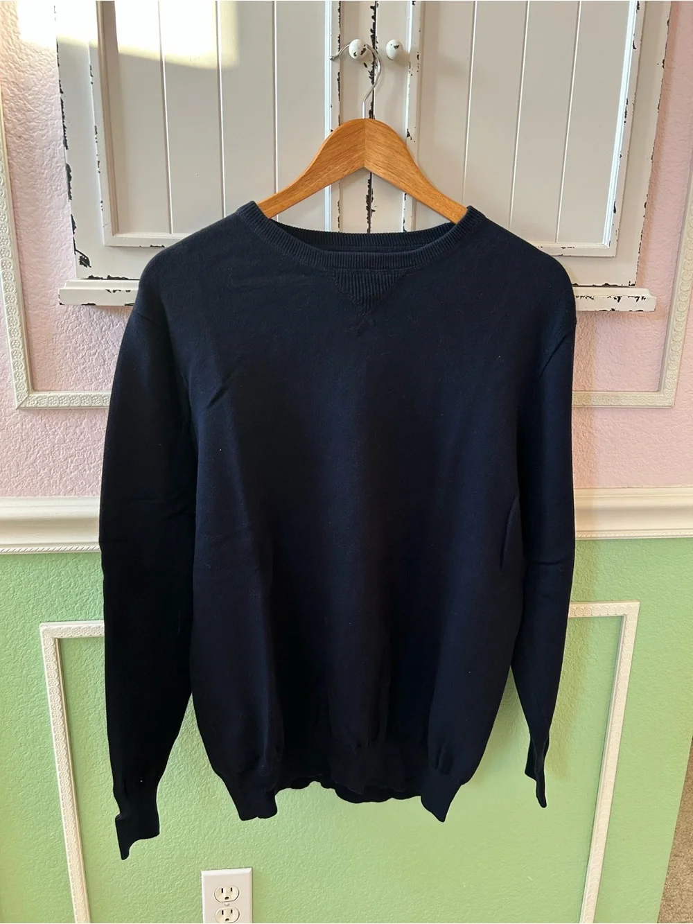 J. Crew Men's Crewneck Sweater Navy Blue Medium Cotton